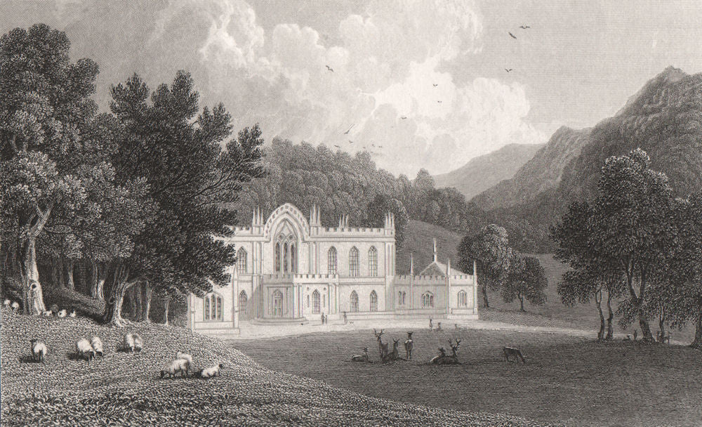 Hafod House, Cardiganshire, Wales, by Henry Gastineau 1835 old antique print